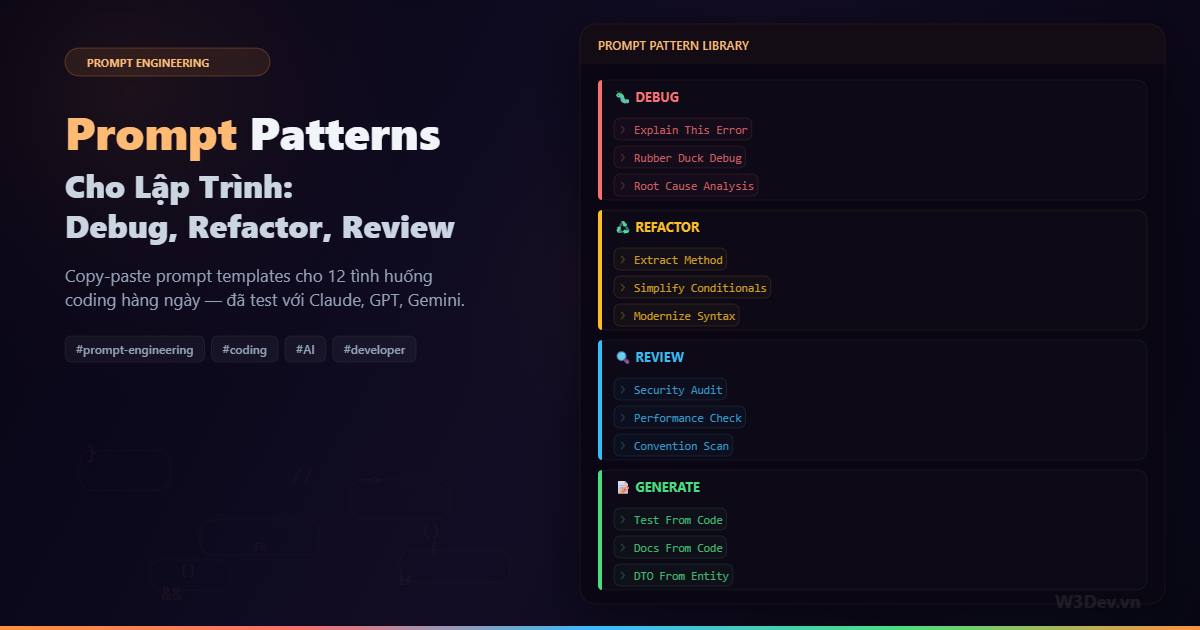 Prompt Patterns Cho Lập Trình: Debug, Refactor, Review