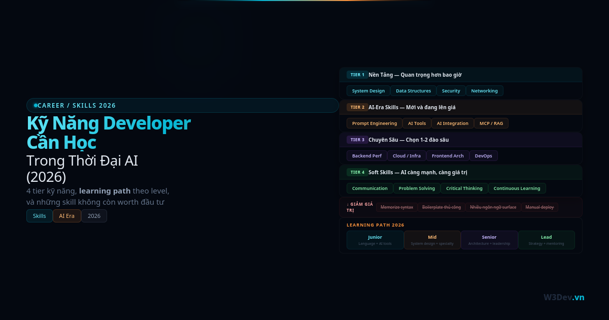 Kỹ Năng Developer Cần Học Trong Thời Đại AI (2026)